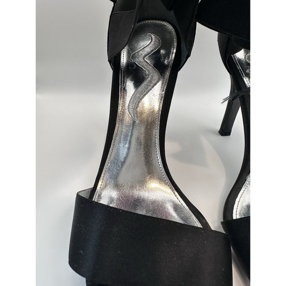 Women's Black High Heel Sandals with Bow Ankle Strap – Elegant Dress Shoes - Picture 6 of 11